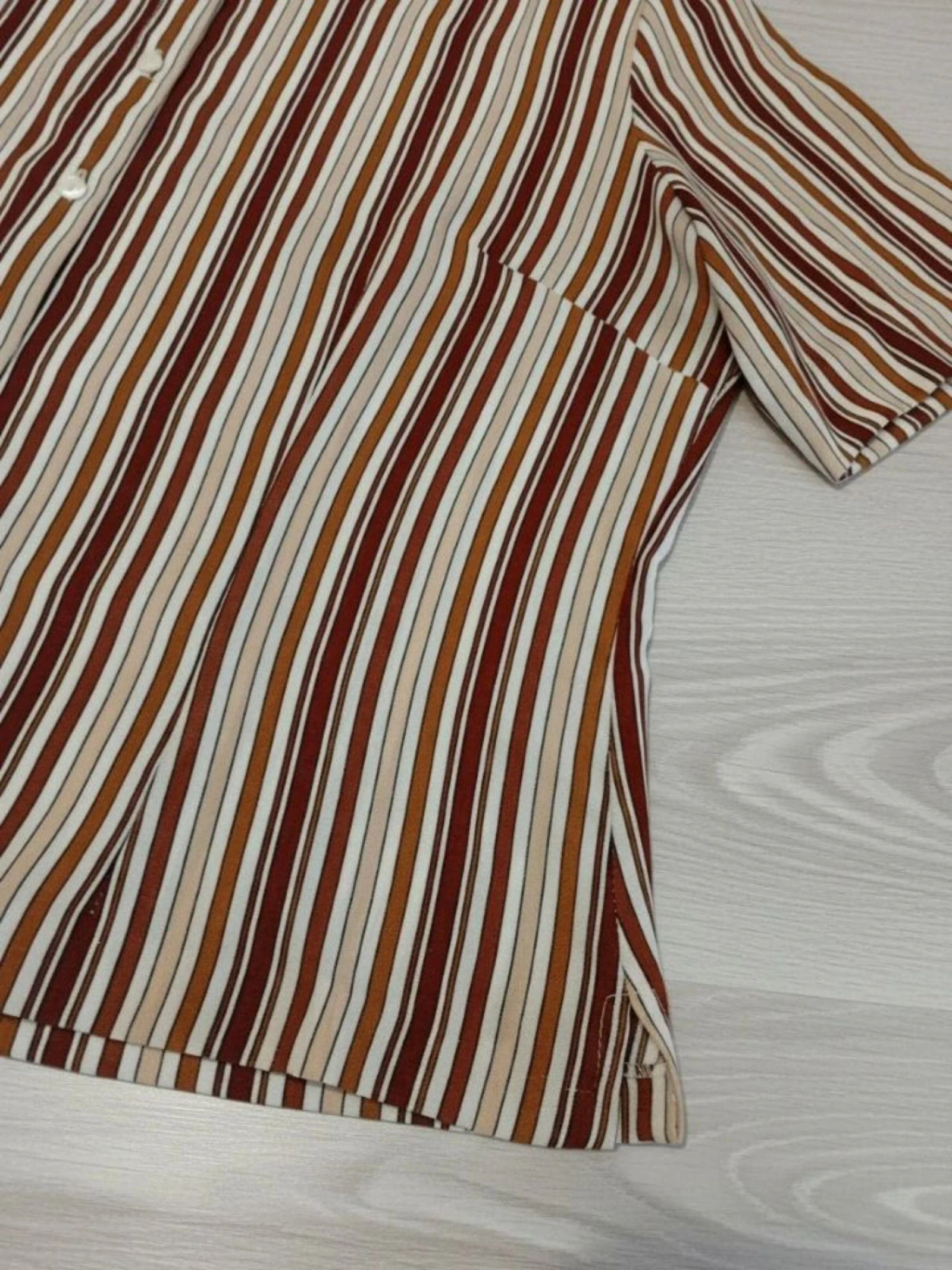 Vintage 90s gestreepte feestblouse Marron Beige XXL – photo 3